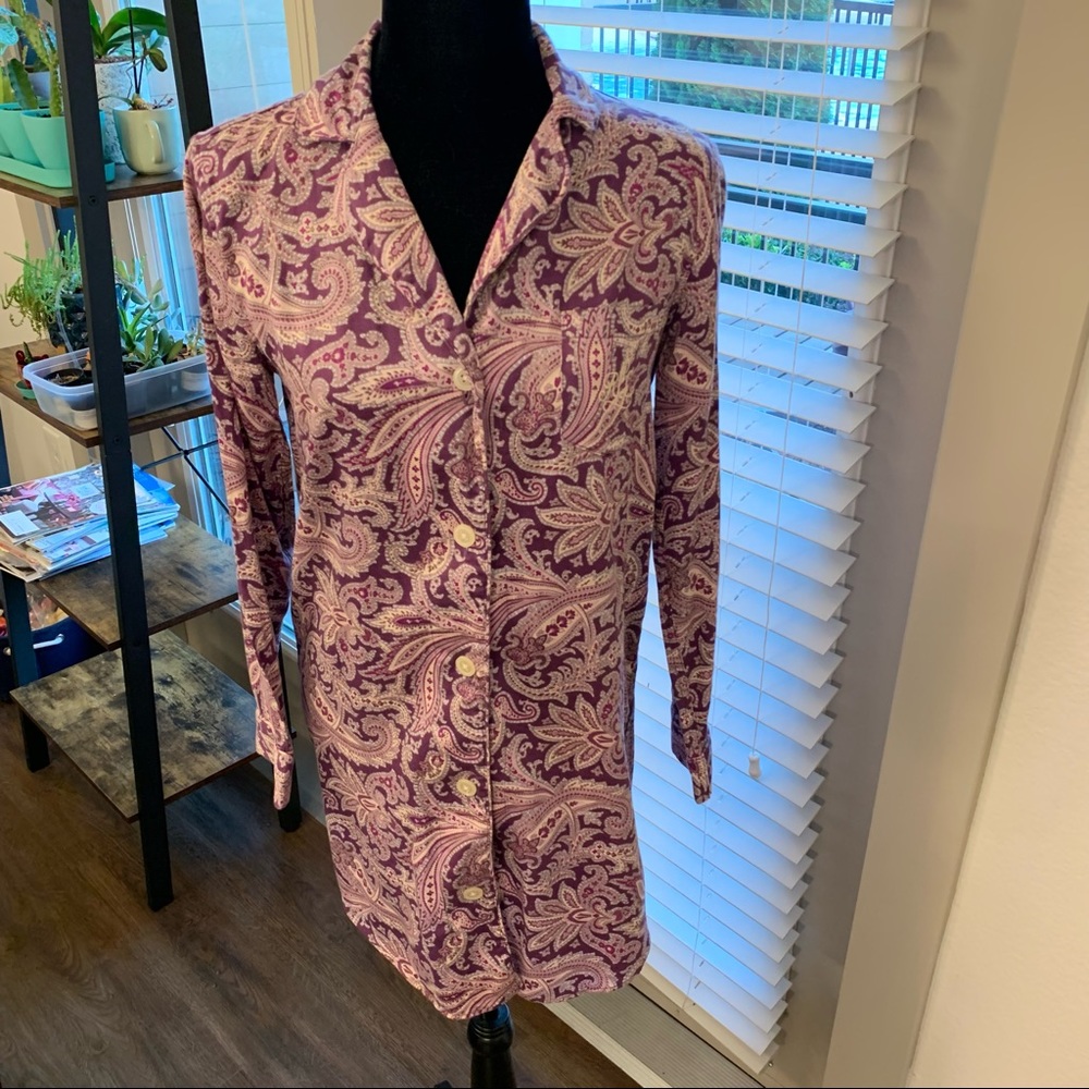 Purple Paisley Lauren by Ralph Lauren Long Button Down Sleep Shirt